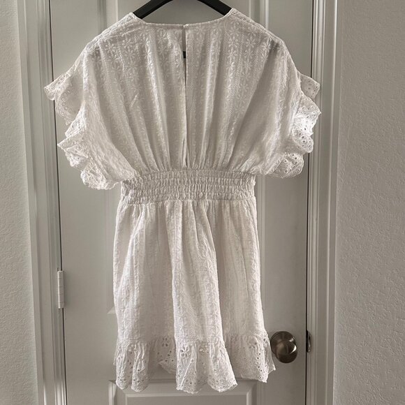 White Eyelet Lace Ruffle Sleeve Dress By The Clothing Company L - Picture 2 of 8